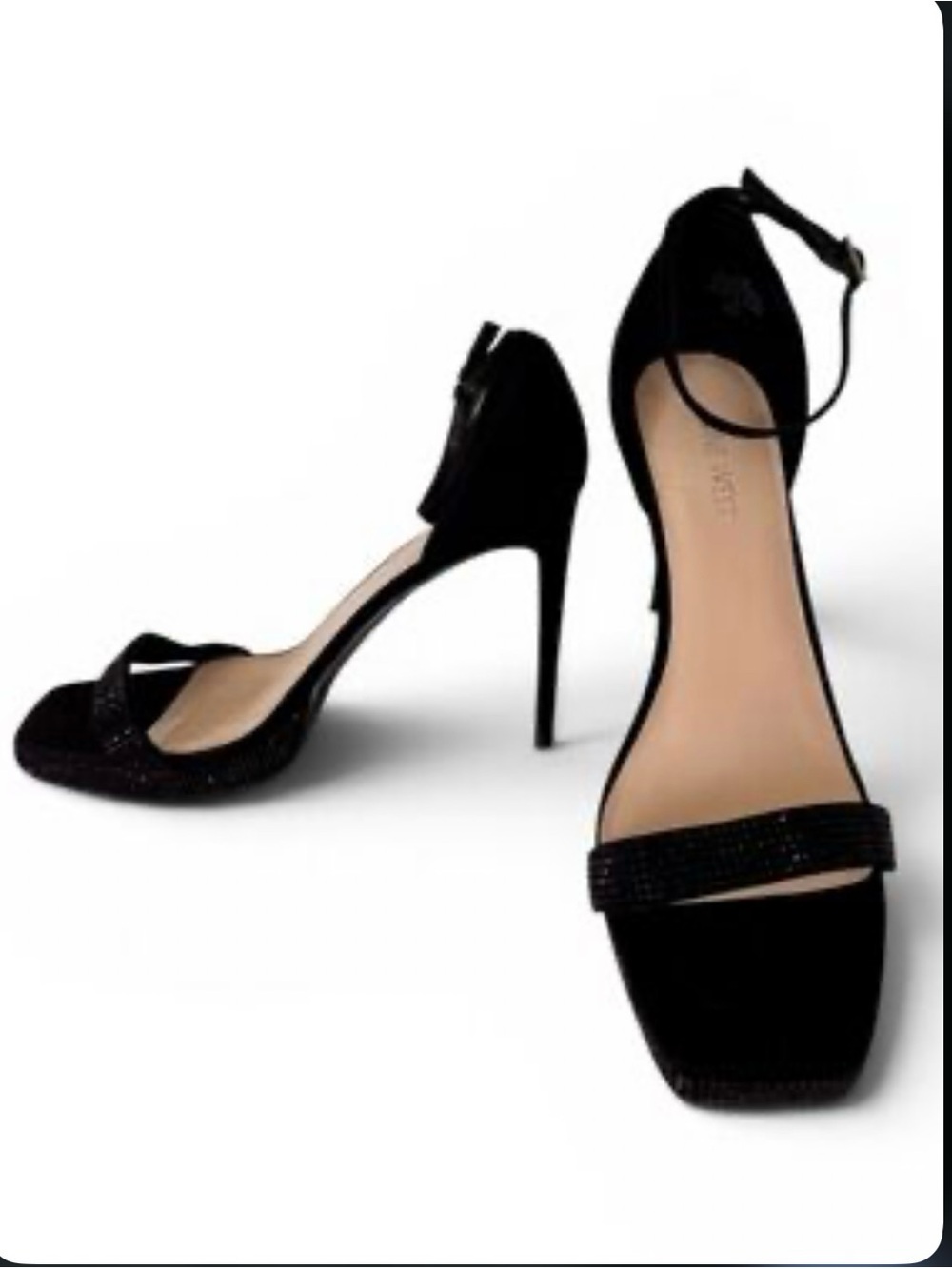 Nine West black stiletto heels with ankle strap, size 8